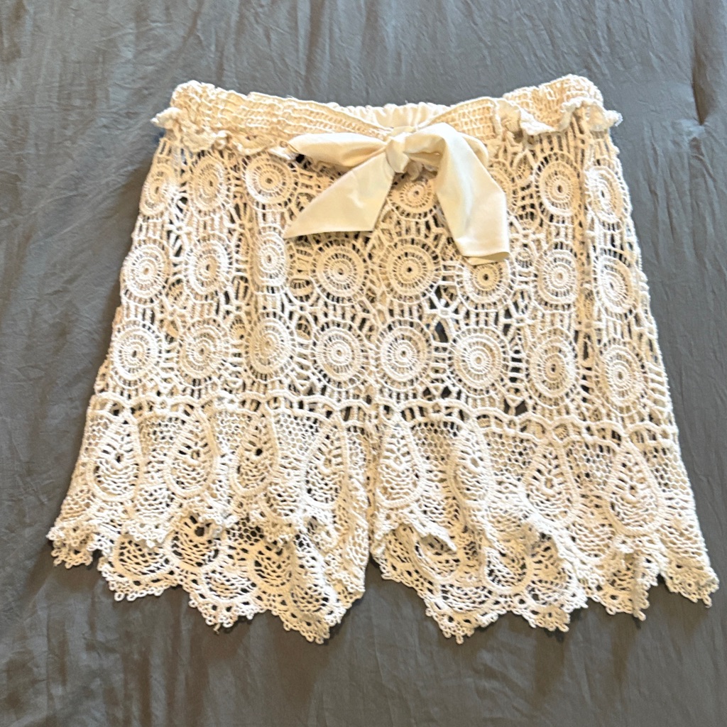 Cynthia Rowley Cream Lace High Waist Shorts